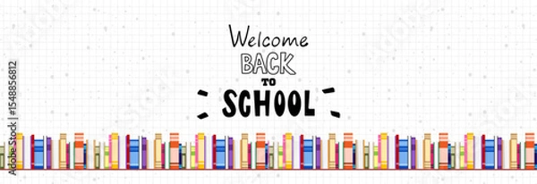 Fototapeta Welcome back to school. Learning and lots of different interesting books to read.