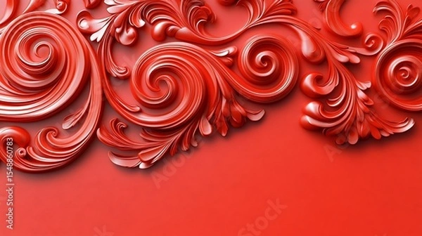 Obraz Ornate Red 3D Design