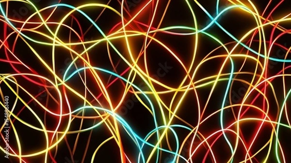Obraz Abstract neon lines on black background (1)