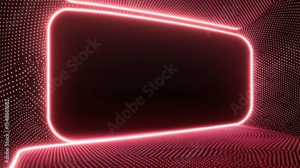Obraz Neon pink glowing rectangle frame