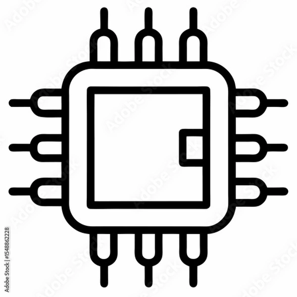 Fototapeta Microchip outline icon on white background