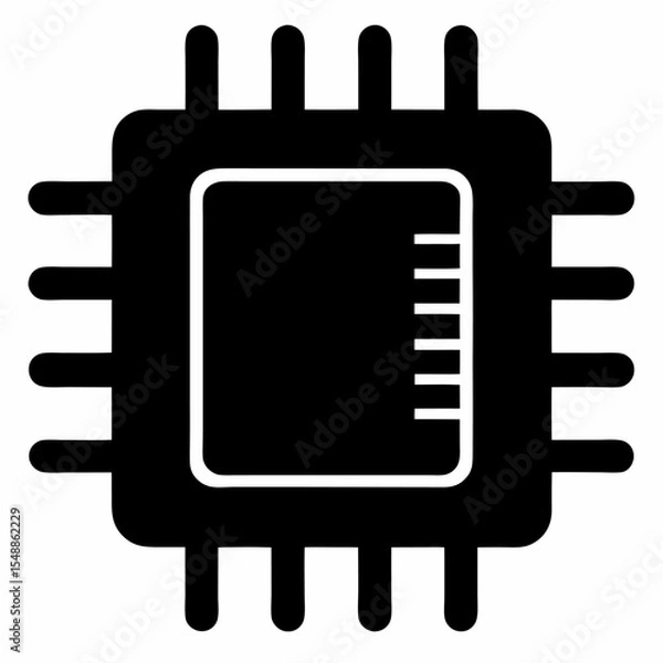 Fototapeta Microchip silhouette icon on white background