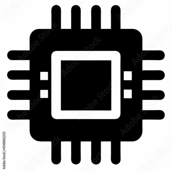 Fototapeta Microchip silhouette icon on white background