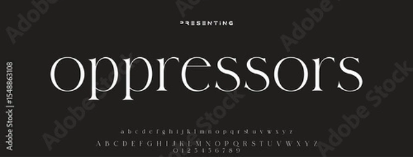 Obraz Luxury serif font in modern style. Elegant wedding alphabet letters font and number. Typography Luxury classic lettering serif fonts decorative vintage retro logo