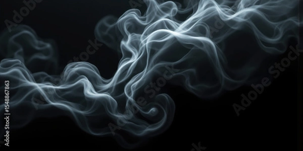 Fototapeta Smoky Mist Swirling in a Dark Background Ethereal wisps of white and gray smoke gently swirling in a deep black