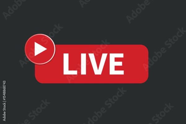 Fototapeta vector live stream red button design
