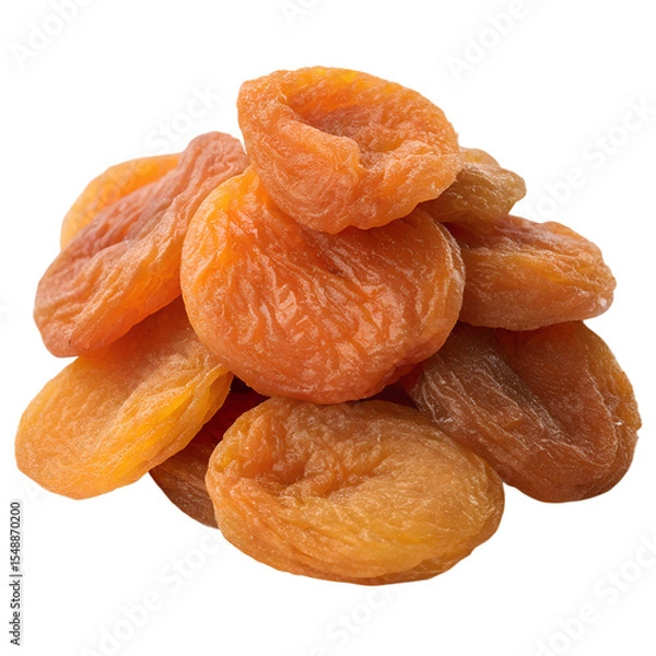 Fototapeta Dried apricot (dried apricots) lying on top of each other in a pile. Isolation on a transparent background