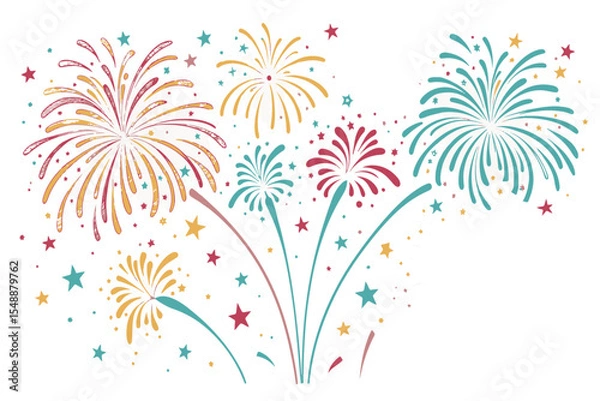 Fototapeta Vibrant Festive Vector Collection – Fireworks and Confetti Decoration