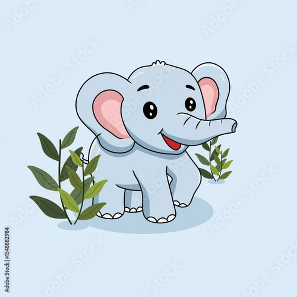 Obraz Cute Happy Elephants Hand Drawn Cartoon Illustration Icon