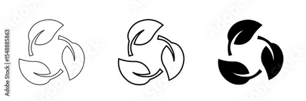 Obraz Eco friendly leaf recycling symbol im editable stroke and solid.
