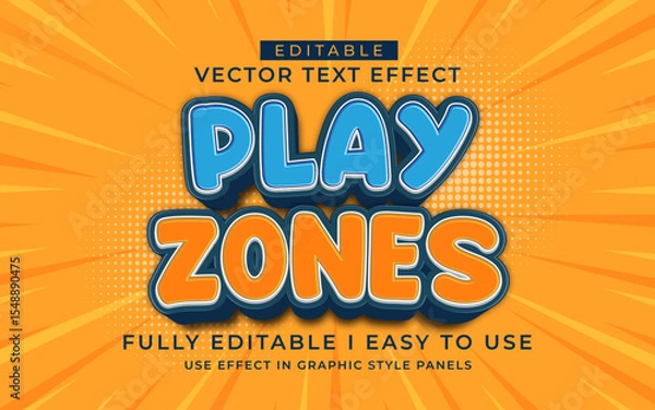 Fototapeta 3d editable play zone text effect typography style template