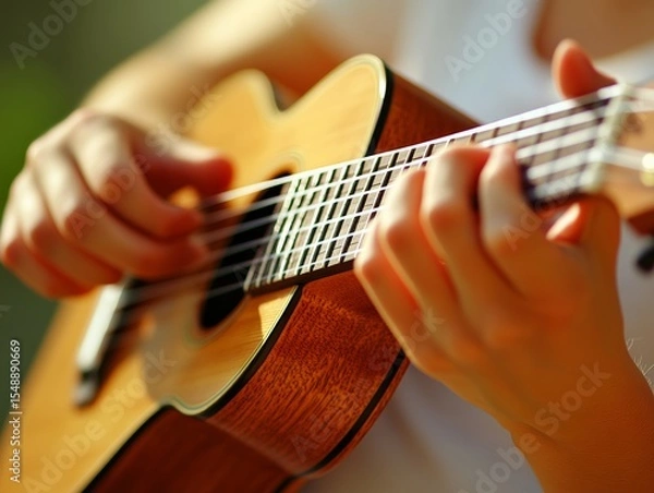 Obraz selective focus, playing a string instrument