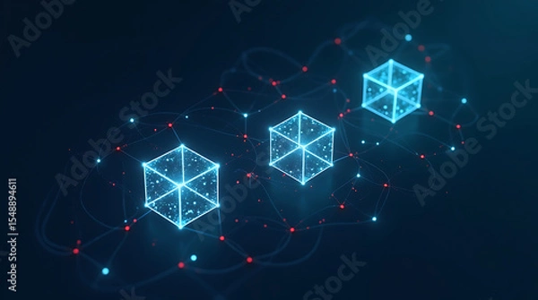 Obraz Blockchain Technology, Network, and Data Security Concept.