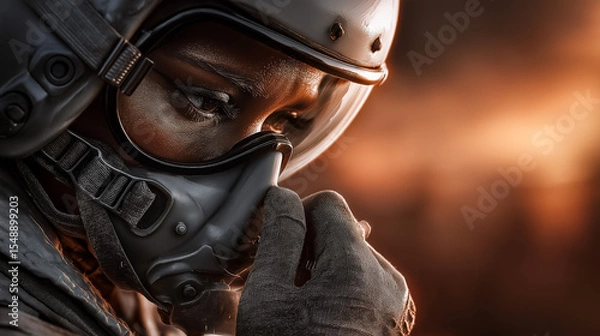 Obraz Pilot Wipes Tears Before Takeoff