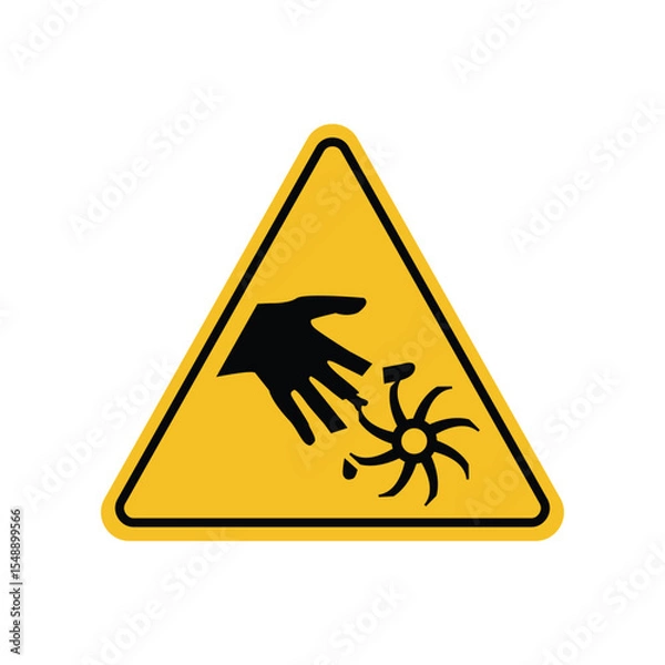 Fototapeta ISO Prohibition Sign, Finger or Hand Cutting with Rotating Blade by Accident Suitable for posters and web icons