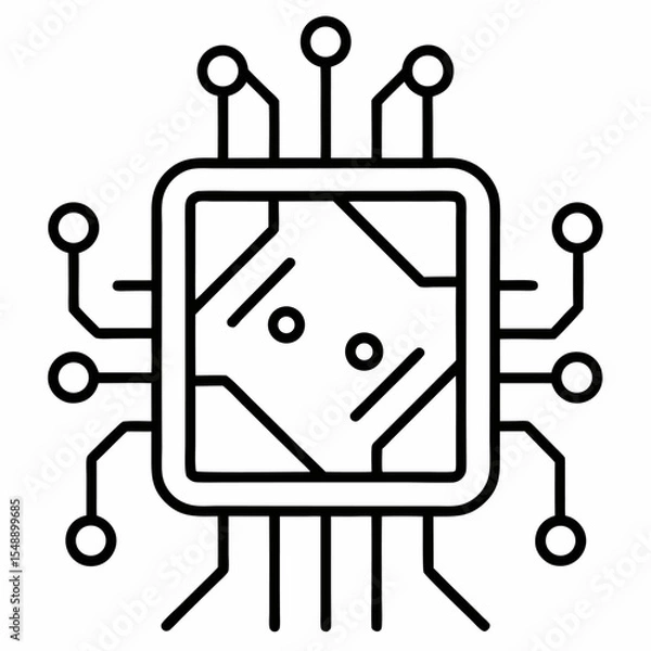 Fototapeta Circuit board outline icon on white background