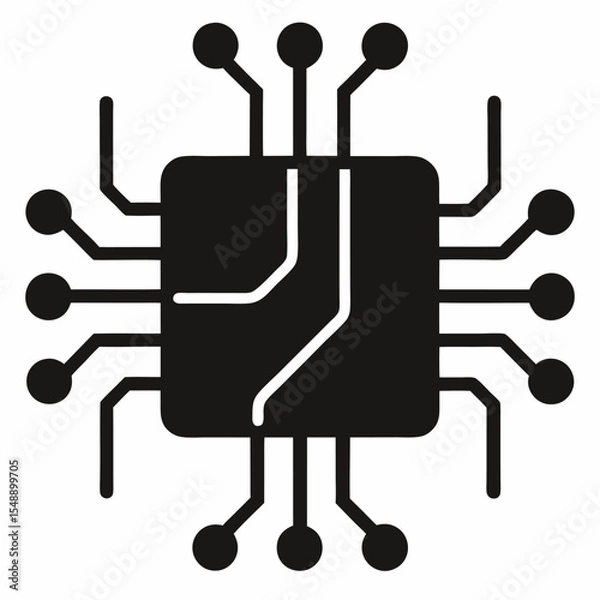 Fototapeta Circuit board silhouette icon on white background