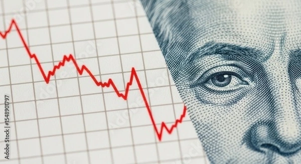 Obraz Stock market crash concept showing financial crisis and investment loss with graph