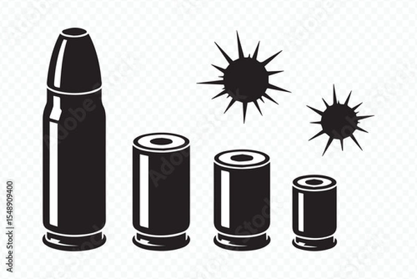 Obraz vector illustration of assorted bullet types and impact holes for dynamic graphic design and educational stock use real
