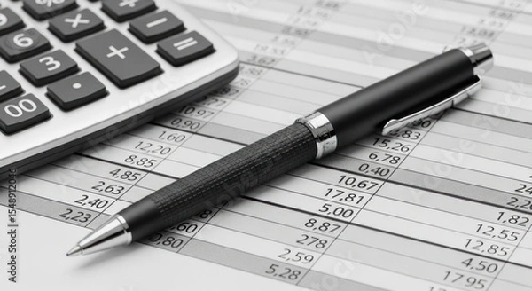 Obraz Accounting finance calculator pen spreadsheet business analysis financial data sheet