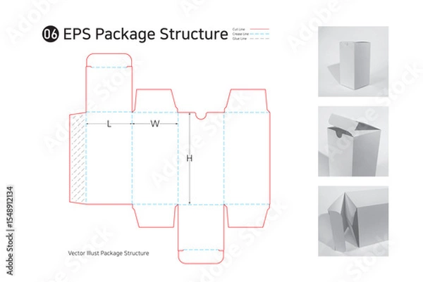 Obraz P1_06. a single sided adhesive package structure. package Dieline. 