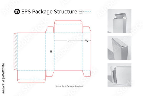 Obraz P1_07. a single sided adhesive package structure. package Dieline. 