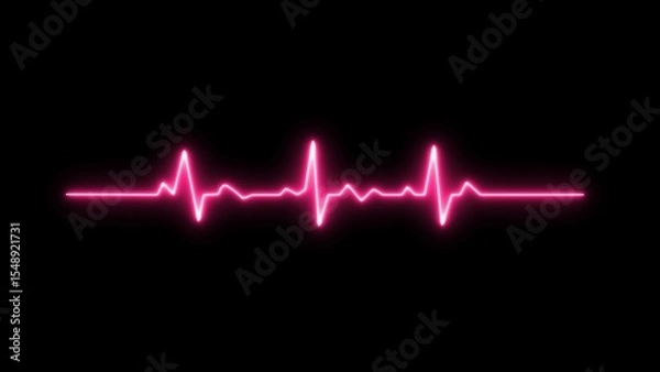 Obraz Neon heartbeat icon on black background. neon heartbeat signal and pulse rate signal icon.