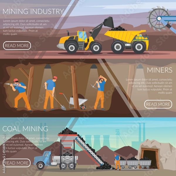 Obraz banner about miners mining coal