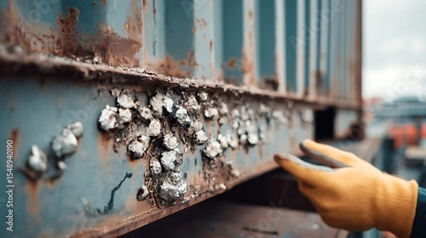 Obraz Rusty Container Repair with Glove