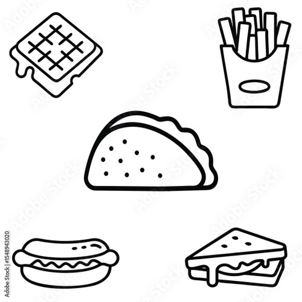 Fototapeta  icon represents  fast food icon design Burger and Fries  Combo meal of burger and fries