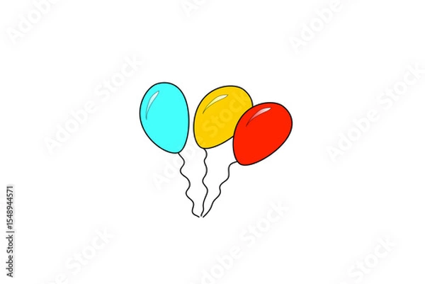 Fototapeta Three air baloon different color with cords 