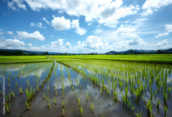Obraz 初夏の田園と空の共演