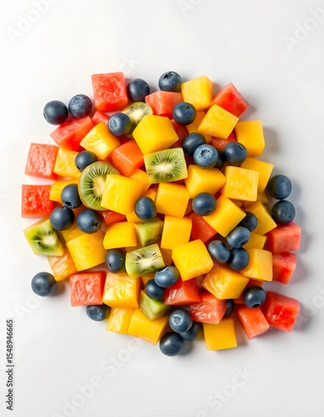 Obraz カラフルなフルーツの盛り合わせ（白背景）