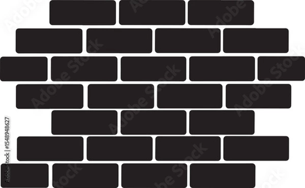 Obraz Brick Wall Silhouette in Black | Construction Pattern Illustration Vector Format