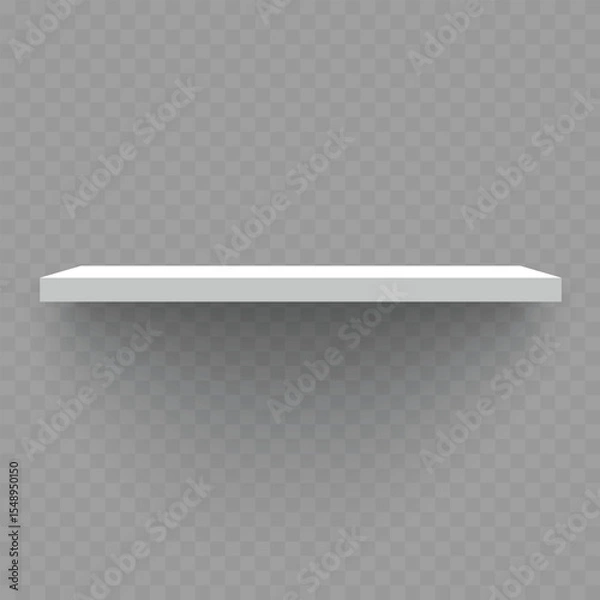 Fototapeta Empty White Floating Shelf on Transparent Background .Vector