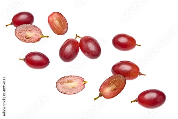 Fototapeta red grapes berries isolated on white background. clipping path