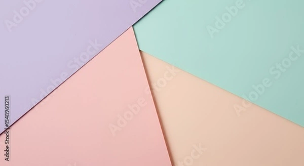 Fototapeta Pastel Color Block Abstract Background: Soft Lilac, Peach, and Mint Green