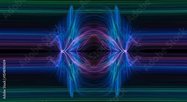 Fototapeta Symmetrical Neon Lightwave Symphony: A Kaleidoscopic Dance of Color and Light