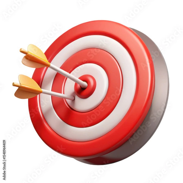 Fototapeta 3d target with arrows bullseye render on transparent background