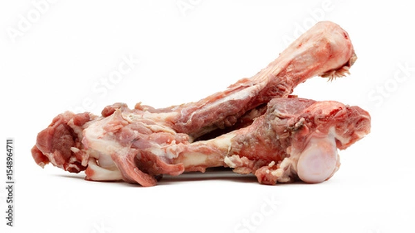 Obraz Fresh goat meat, cutting meat and bone isolated on white background