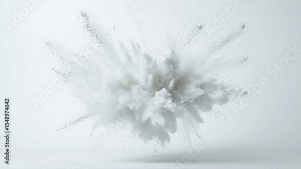 Fototapeta Abstract White Powder Explosion on White Background powder white explosion abstract background dust