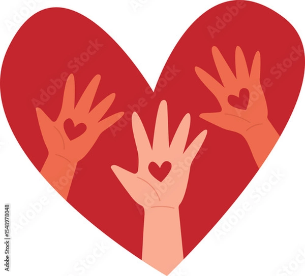 Fototapeta Hands Inside a Heart Symbolizing Care and Unity