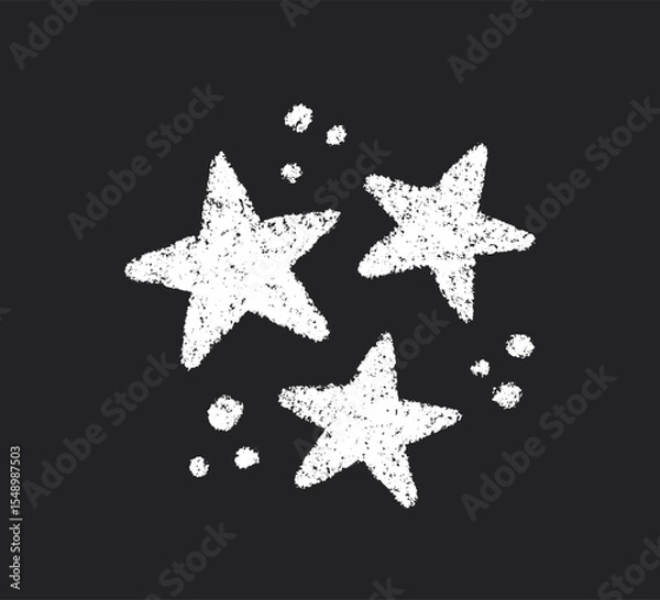 Obraz Crayon doodle stars symbol. Hand drawn firework pencil sketch. Chalk magic sparkle. Crayon texture kid star. Vector illustration on white background.