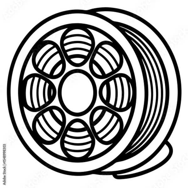 Obraz Fan turbine vector illustration with circular icon design and film reel style representing power and technology concepts