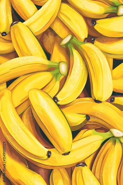Fototapeta A vibrant pile of ripe bananas showcasing their bright yellow color in a fresh market setting
