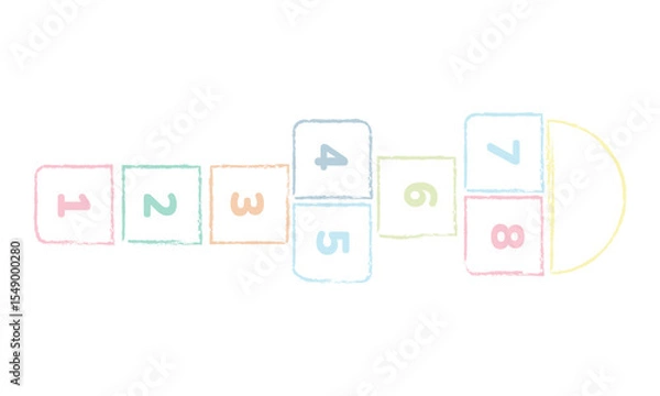Fototapeta Hopscotch game for playground. Chalk illustration, vector