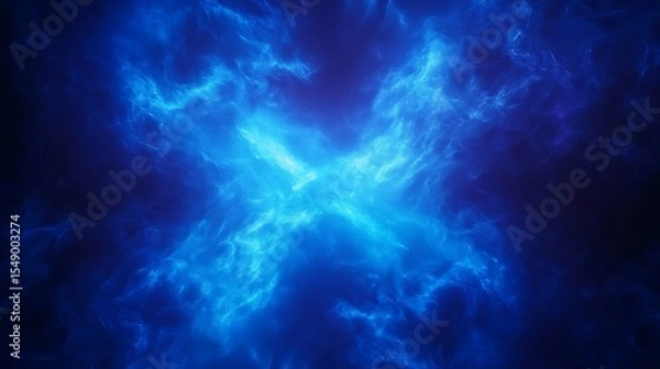 Fototapeta Abstract blue energy background with smoky textures and vibrant light effects for graphic design