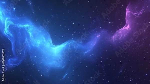 Fototapeta Cosmic Symphony: Blue and Purple Nebula Swirls in Starry Space, Abstract Galaxy Background