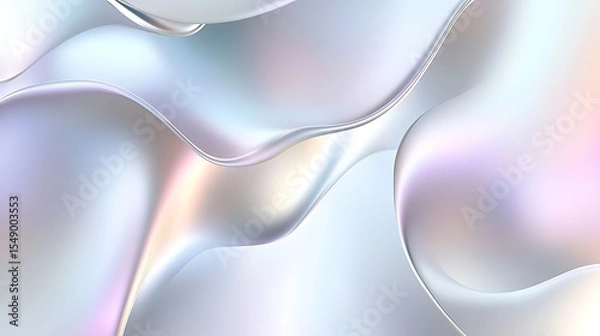 Fototapeta Abstract iridescent flowing waves background. Holographic liquid art wallpaper design