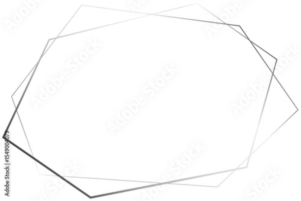 Fototapeta Double Line Hexagon Frame with Silver Lines on Transparent Background